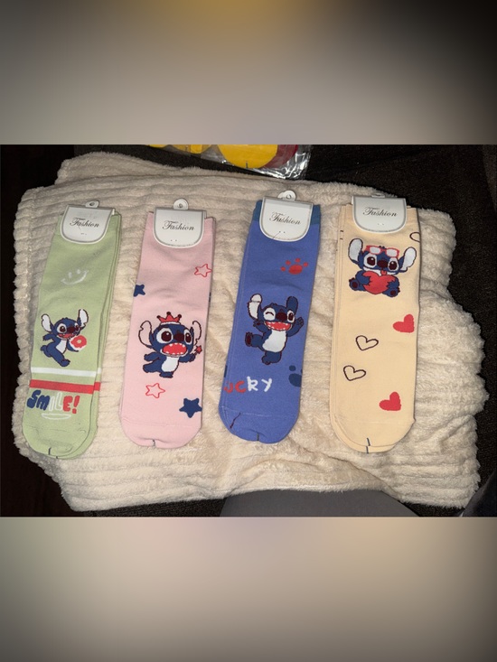 Accessories - Stitch NWT Cute Cartoon Dog Crew Socks - Pastel Green, Pink, Blue, Peach